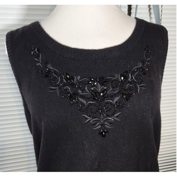 Escada Medium EU 40 $294 Black Beaded Wool Cashmere Silk Vest Luxury Designer - Picture 3 of 7